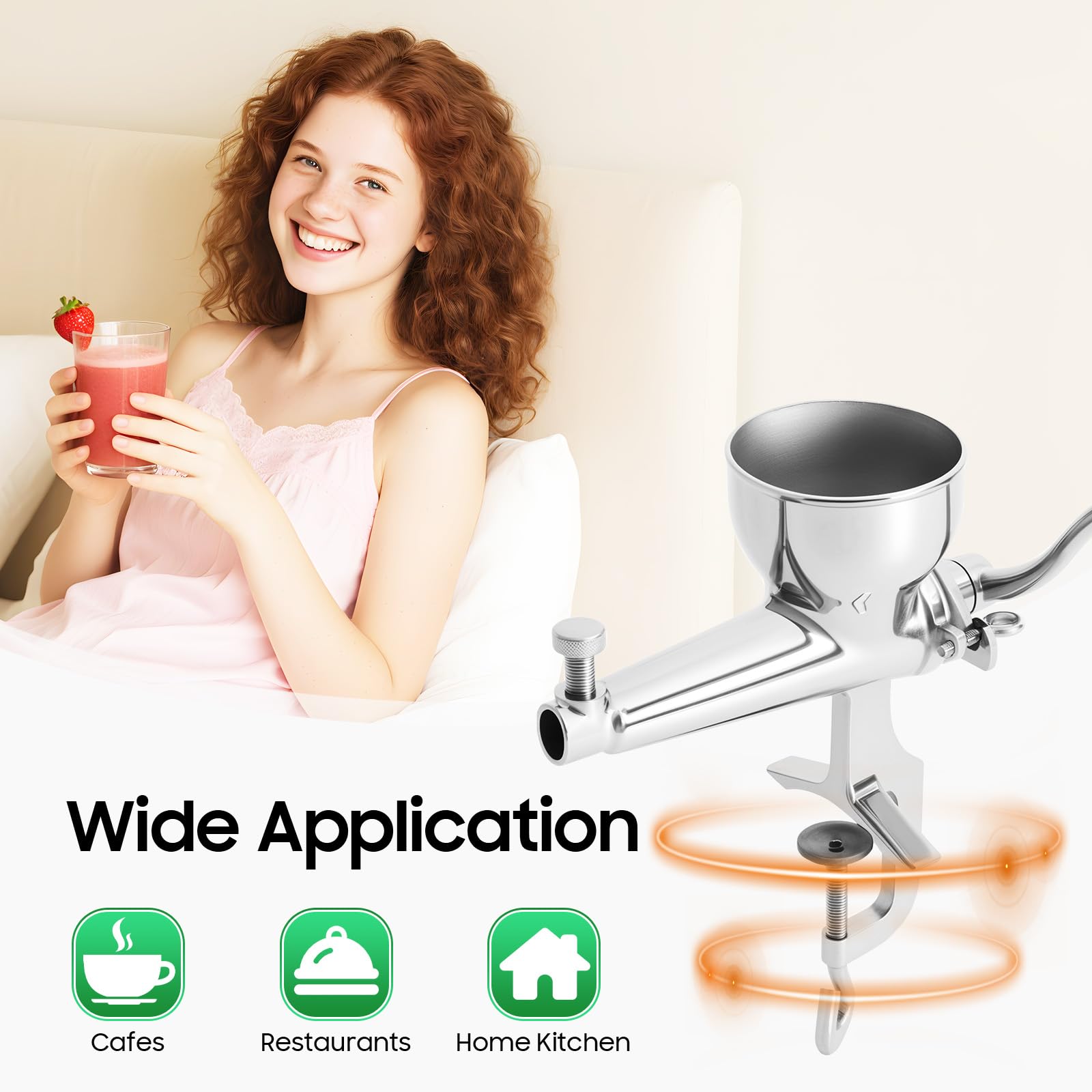 Spremiagrumi manuale in acciaio inox, spremiagrumi manuale con filtro, morsetto a forma di C, tazza di succo, spazzola per la pulizia, spremiagrumi, spremiagrumi, spremiagrumi, spremiagrumi