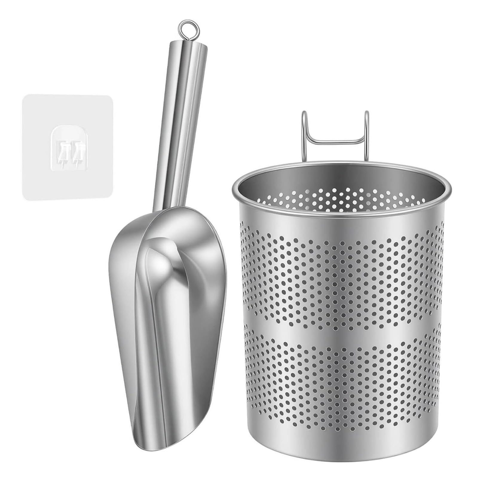 Jazuaiao Rustproof Stainless Steel Ice Dipper Featuring Ice Spoon for Refrigerator