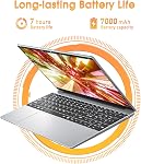 15.6 Inch Laptop, Celeron Quad-Core Processor, 4GB DDR4 RAM+128GB SSD, UHD Graphics 600, 5G WiFi & Bluetooth, Built-in Webcam, Mini HDMI, USB3.2, Type-C, 7000mAh Battery, Black