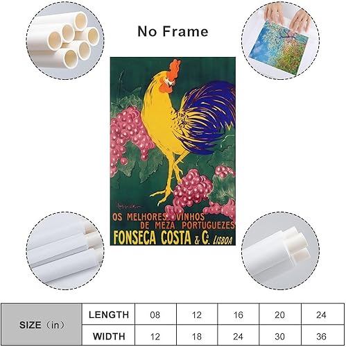 Miniatura 2 de THAELY Fonseca Costa - Póster portugués de gallo de vino portugués, uvas portuguesas, cappiello, pintura en lienzo, pintura en lienzo, póster de