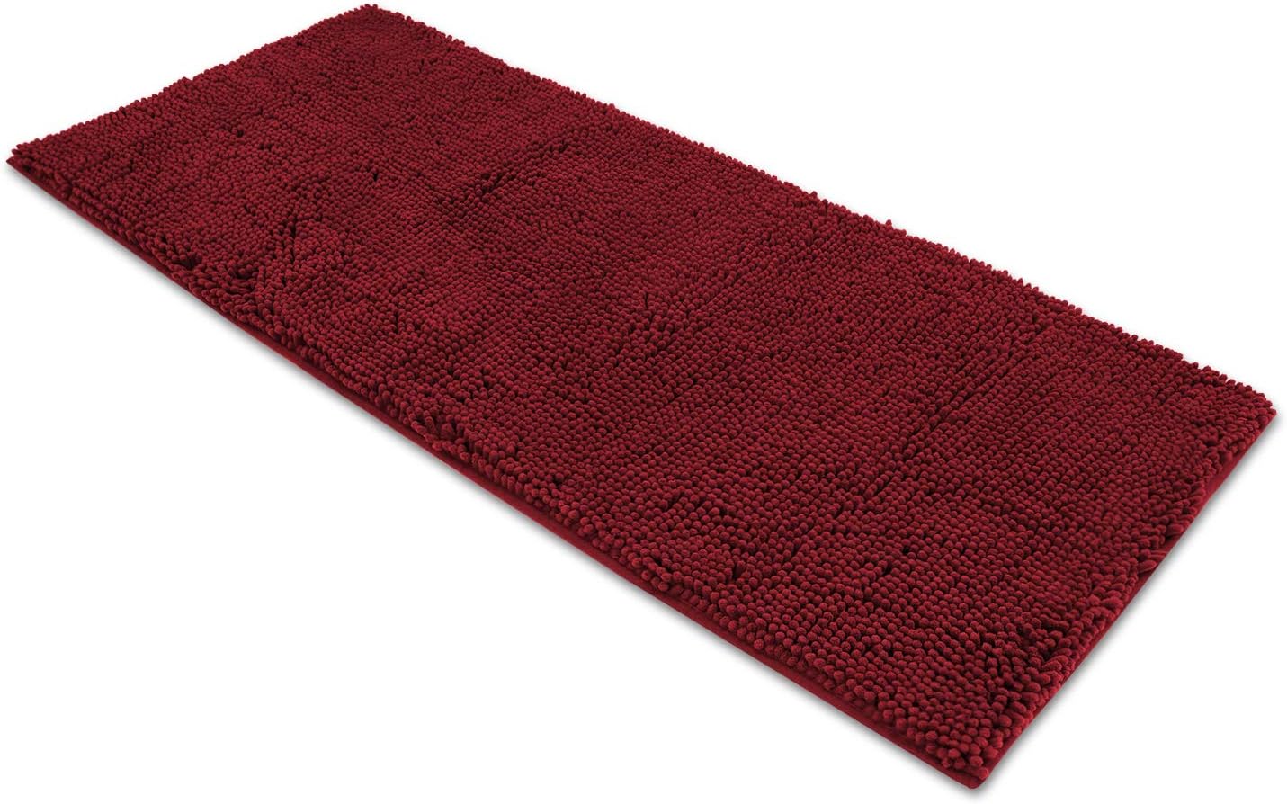 AOACreations Chenille Shag Bath Rug, Shaggy Bathroom Mat, Extra Long Runner 20" x 59", Soft Plush Luxury, High Pile, Absorbent, Non-Slip (Extra Long Runner 50 x 150 cm, Burgundy)