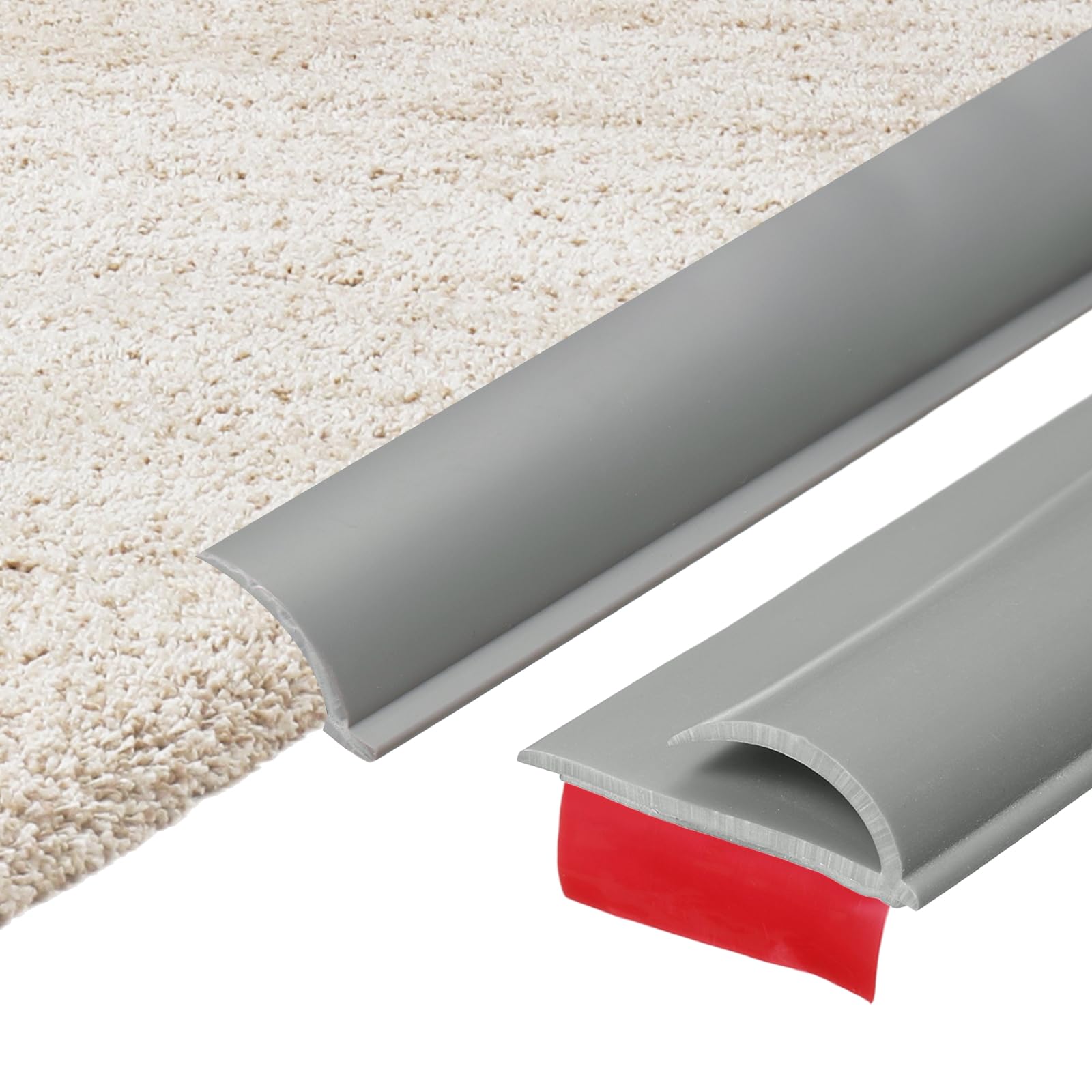 sourcing map 500cm x 30mm x 5mm Carpet to Tile Transition Strip, Self-Adhesive Carpet Edge Strip, PVC Gap Cover, Laminate Edge Trim for Uneven Surfaces, Gray