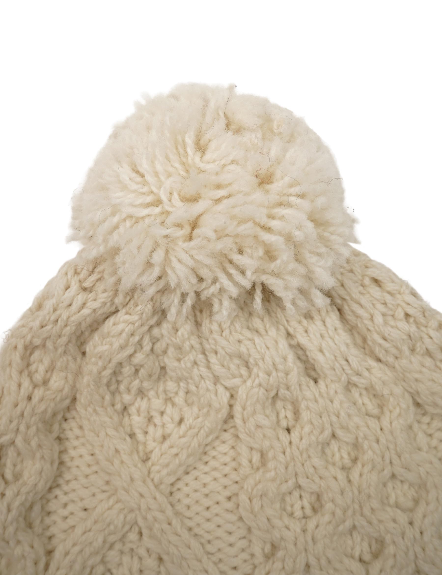 Pachamama Bonnet à pompon 100 % pure laine mérinos tricotée à la main Motif torsadé Uni Taille unique Fait à la main Doux Chaud Respirant Évacuation de l'humidité Commerce équitable