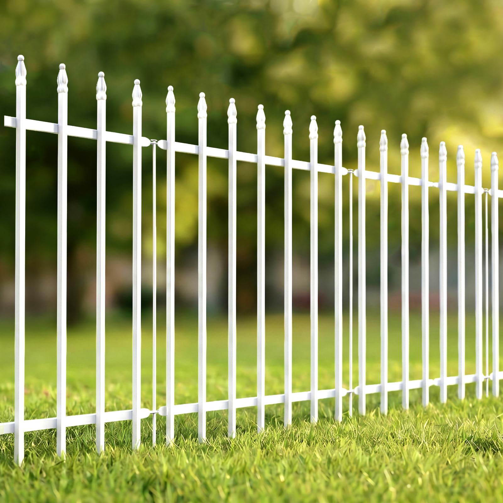 Thealyn Metal Garden Fence Decorative Fence 91cm High x 71cm Wide (5 Panels, Total Length 3.5m) No Dig Border Dog Landscape Fencing for Flower Bed, Yard, Animal Barrier, White — image 1