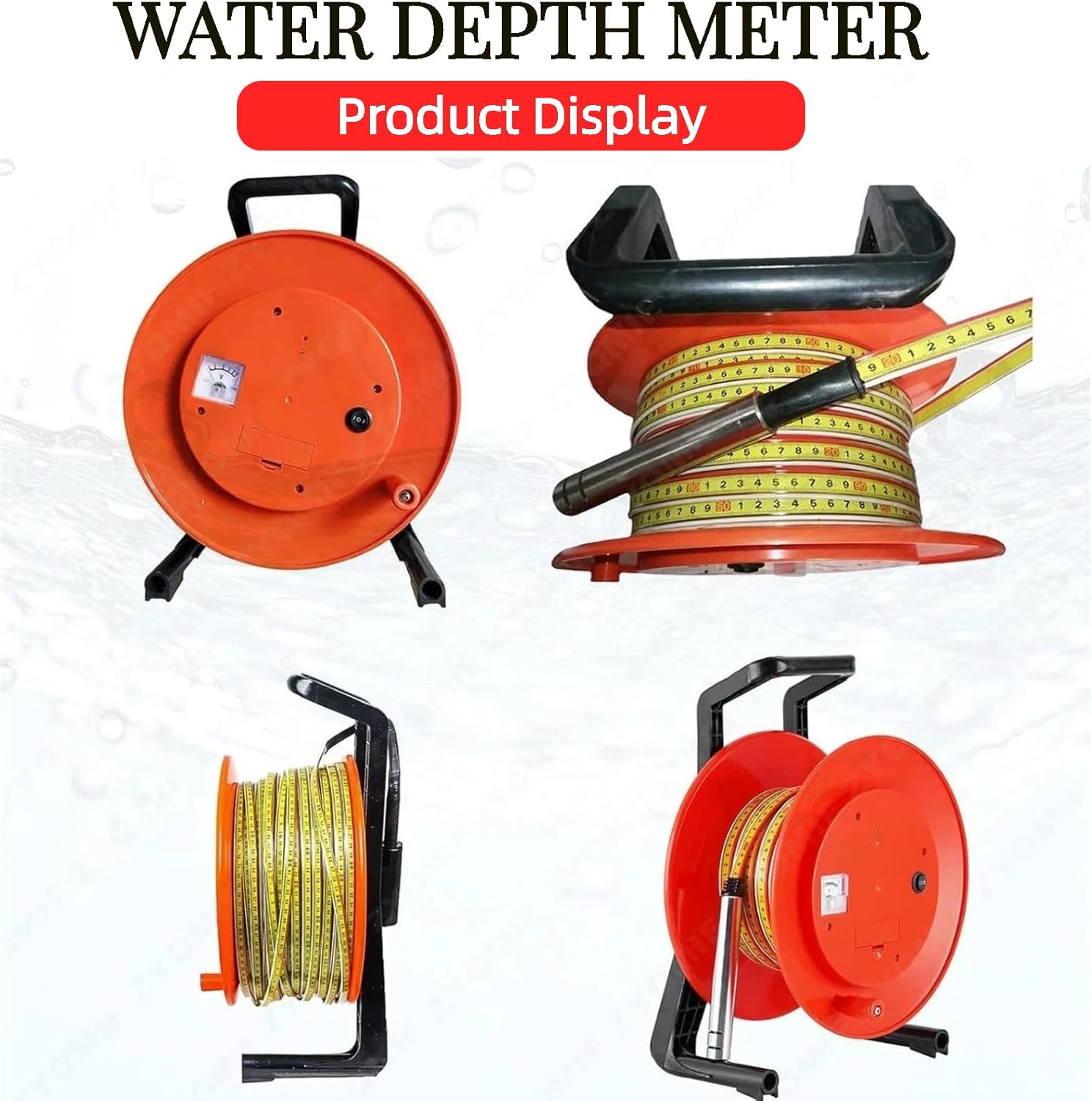 Water Level Meter,10-300m Groundwater Levels Measuring,Water Level Indicator,Well Water Depth Sounder,Electronic Water Level Gauge with Fixed Probe and Steel Tape (10m(32ft))