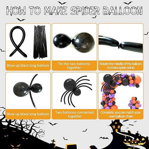 Miniatura 4 de JOYYPOP Kit de arco de guirnalda de globos de Halloween, paquete de 121 globos de aluminio y globos de látex negro, morado y naranja con globos de