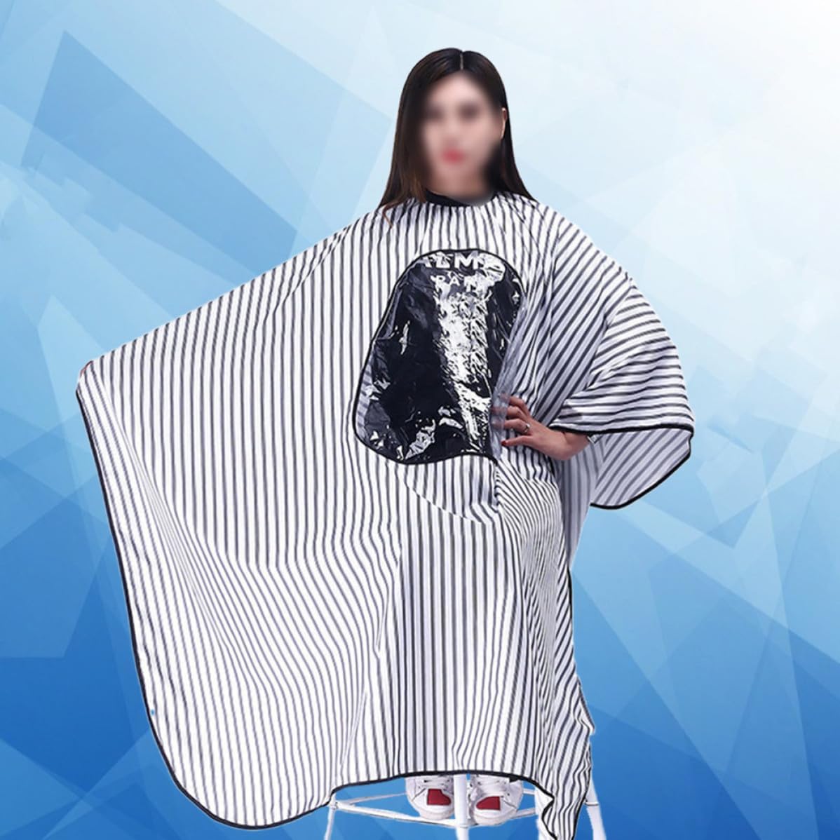 Vintage Pongee Hair Cutting with Stripe Polyester Cape Pattern Cloak Protect Clothing Easy to Clean Hairdressing for Unisex and Suitable for Hair Dye and Perm