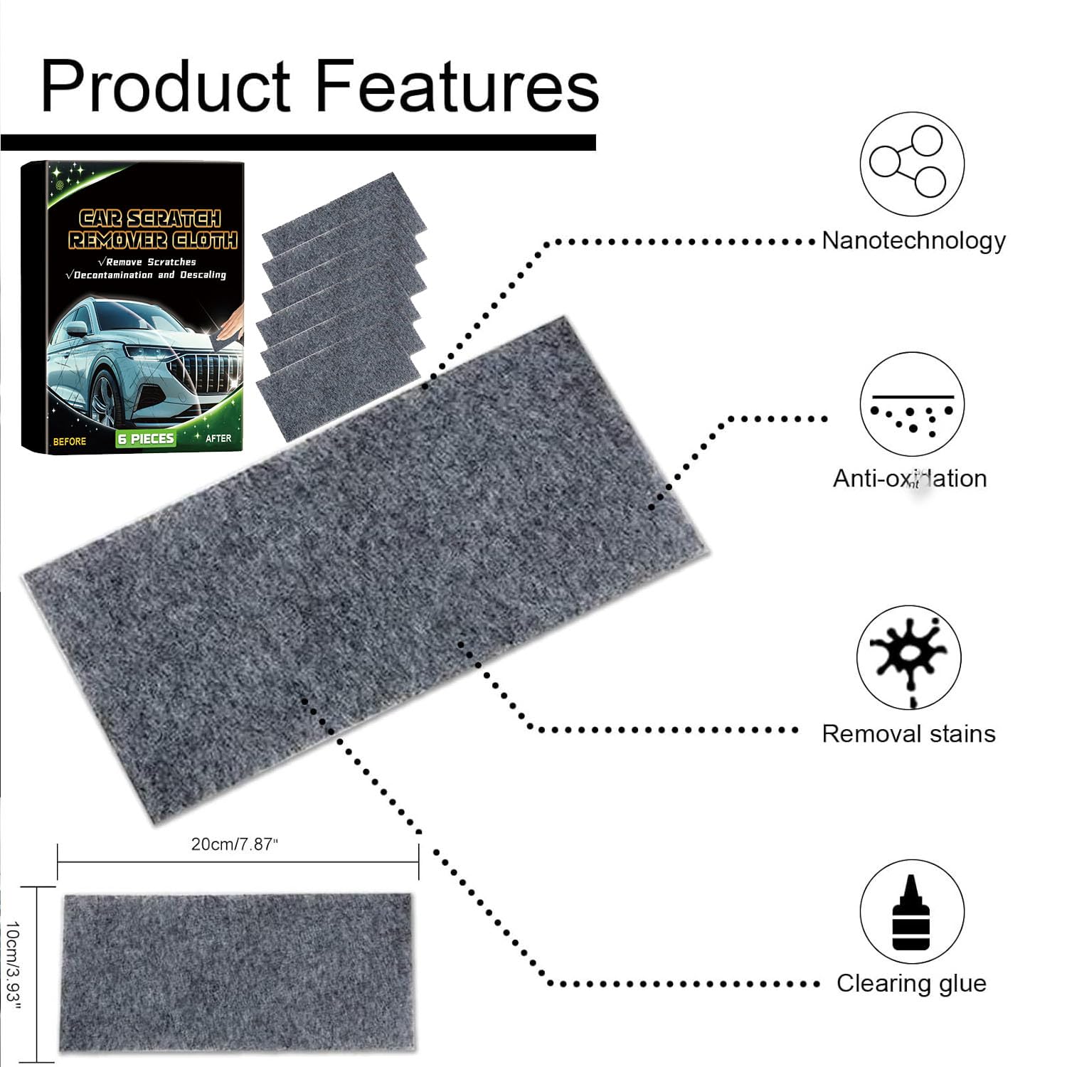 Condition photo showing New/Like New for nano sparkle cloth car scratch remover with scratch repair paste,upgraded nano sparkle cloth for cars scratches,miracle nano cleaning cloth scratch remover for deep scratch repair on car paint