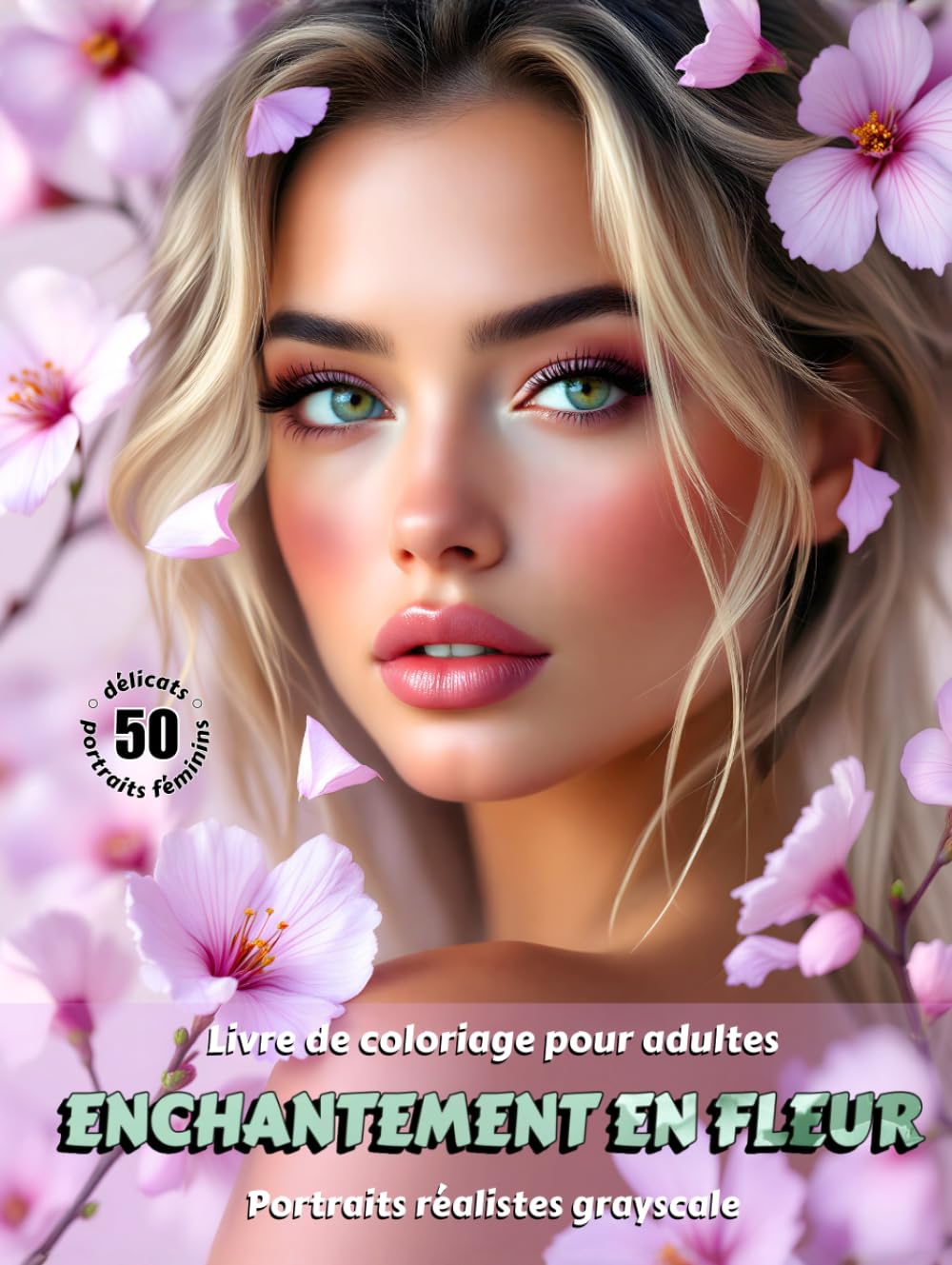 ENCHANTEMENT EN FLEUR – Livre de Coloriage pour Adultes | Portraits Floraux Réalistes en Niveaux de Gris | pour la Détente, la Créativité Consciente: Édition française
