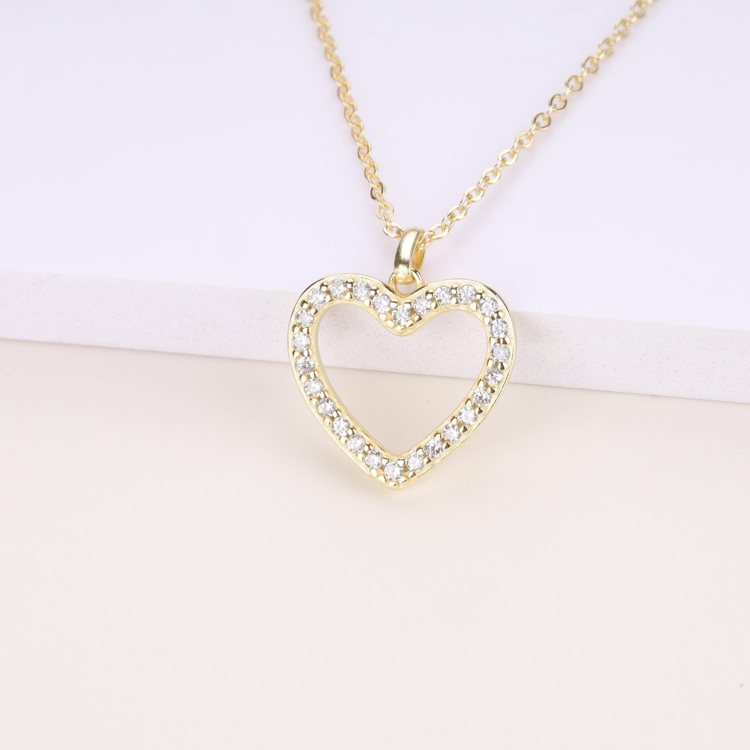 GAVU Collar Mujer con Colgante Corazón de Plata Mujer Collar Corazón Plata/Oro/Oro Rosa