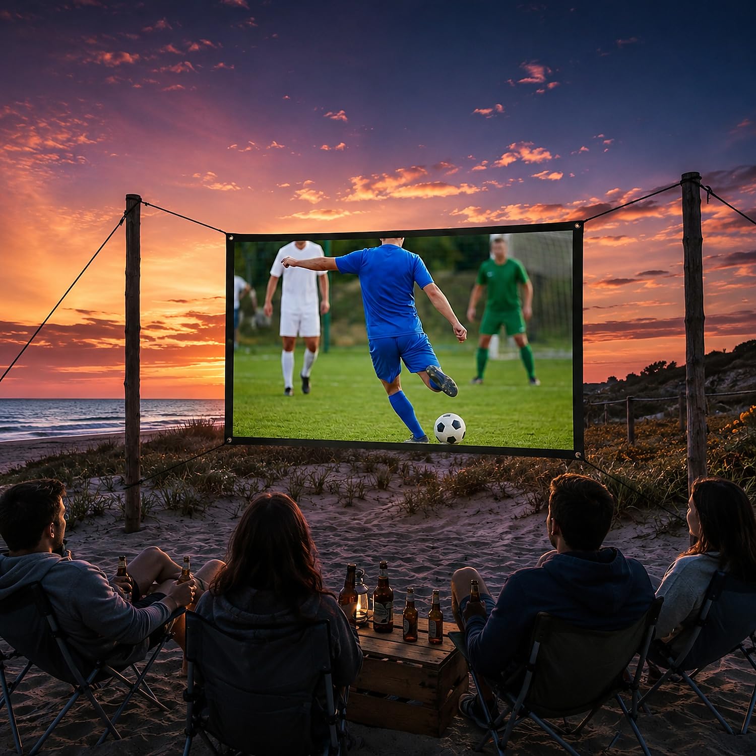 Écran de Projection 84 Pouces 16:9, Pliable Anti-Plis Portable Écran de Vidéoprojecteur pour Home Cinéma Extérieur Intérieur, Supporte la Projection Double Face, 186cm*105cm