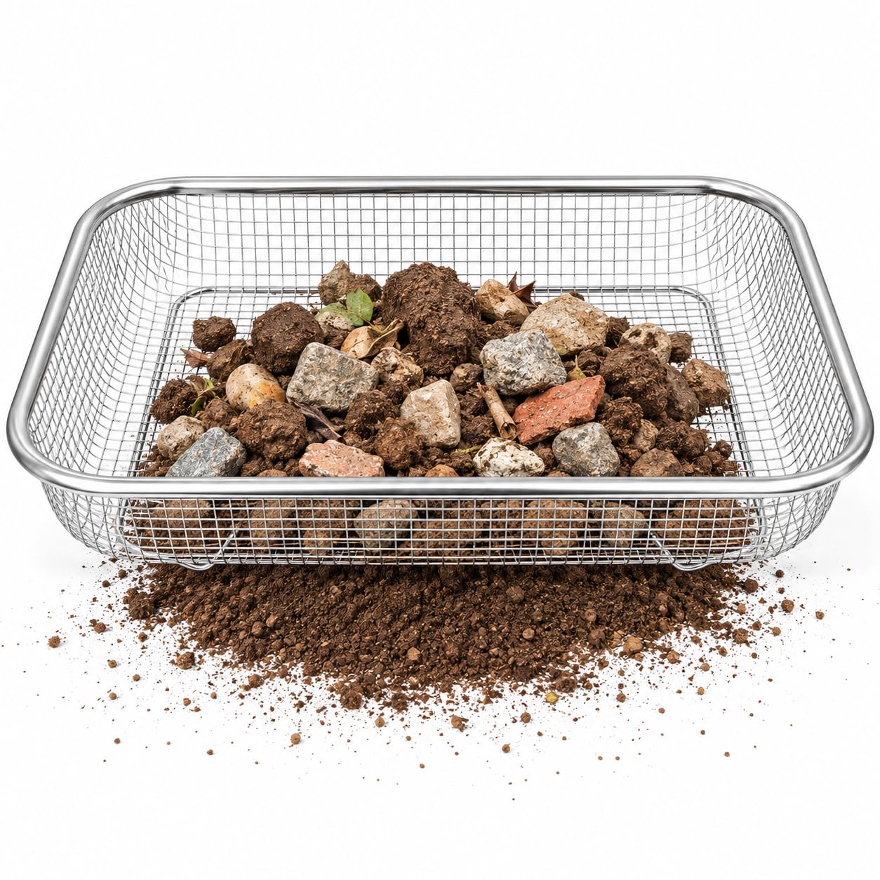IONEKIUK Stainless Steel Garden Sieve for Soil and Stones, 5mm Mesh
