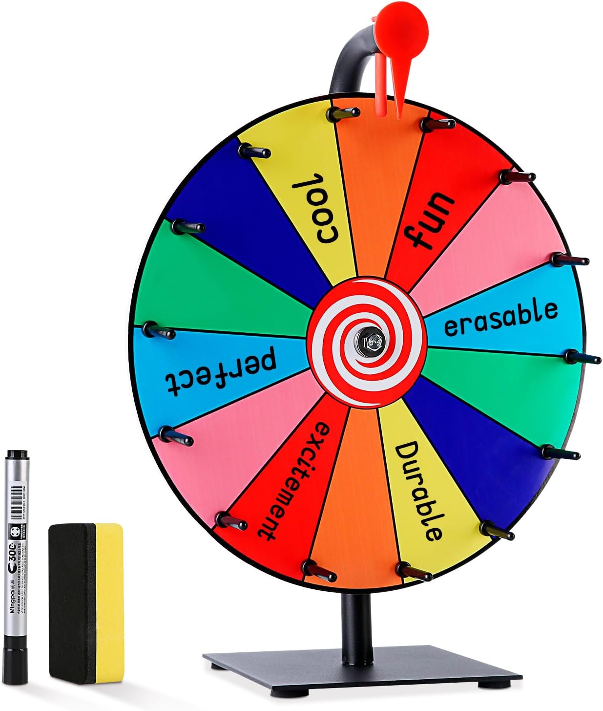 Wheel Raffle Game Bollmisde 12 Inch Prize Wheel Spinner with 14 Slots, Durable Spinning ...