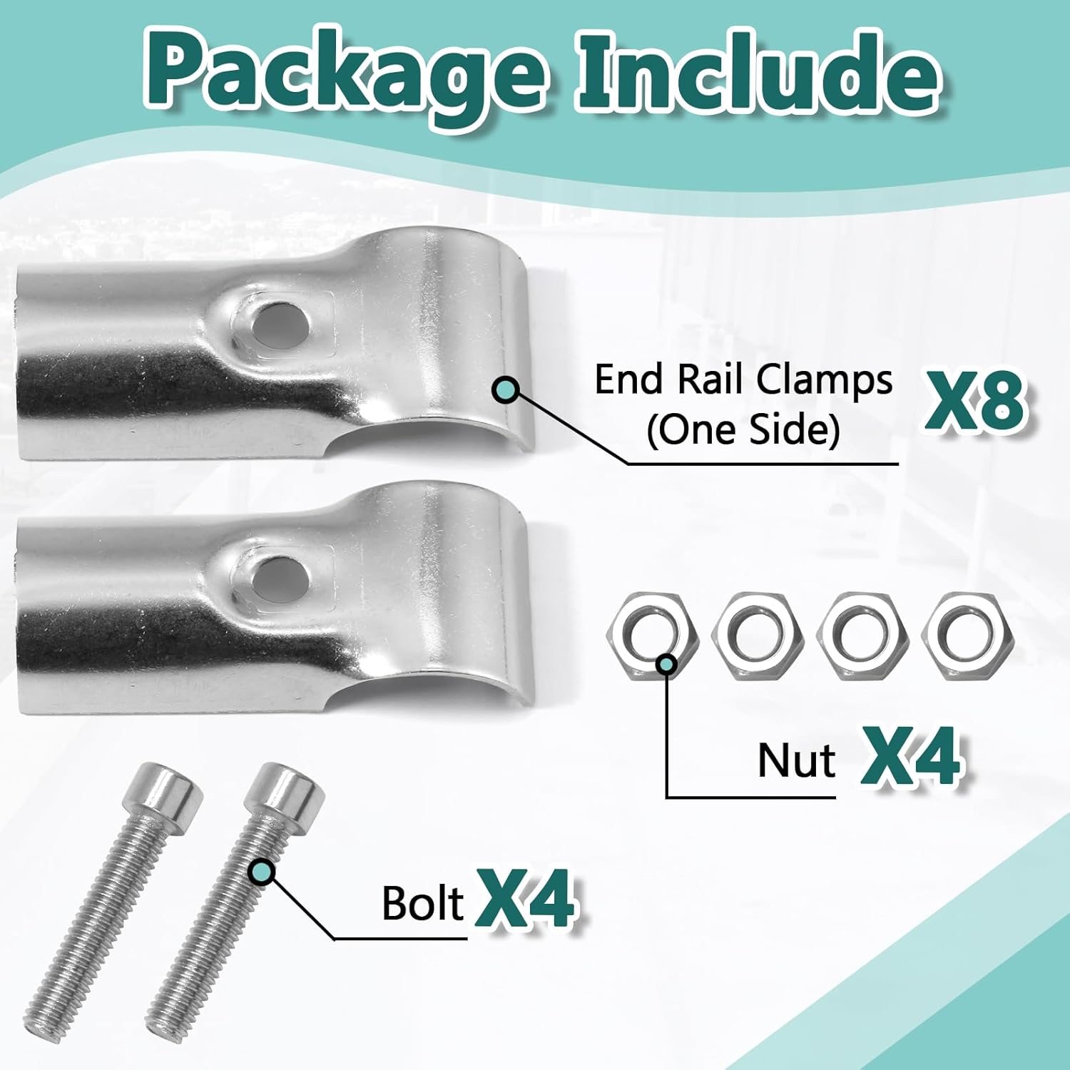 Bonsicoky 4 Pack End Rail T Clamps 1-1/4 Inch - Stainless Steel Chain Link Fence Pipe Clamp - Fence Pipe T Clamps for 1-1/4" OD Pipe - Bolts and Nuts Included