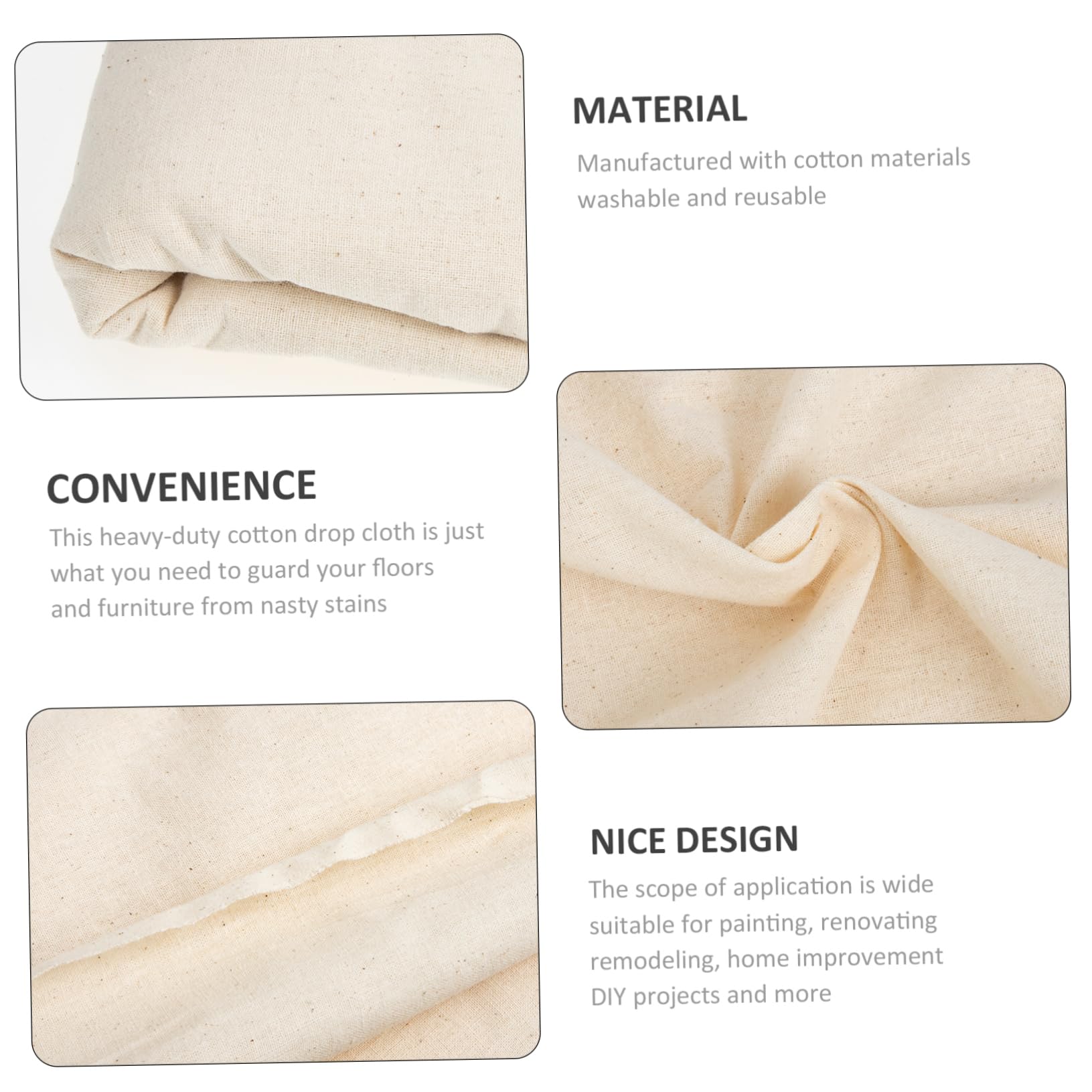 ABOOFAN Telo Imbianchino Pavimento in Cotone Beige, Copertura 200x300 Cm | Lavabile e Riutilizzabile, per Mobili e Lavori Fai-da-te, Uso Domestico e Crafting