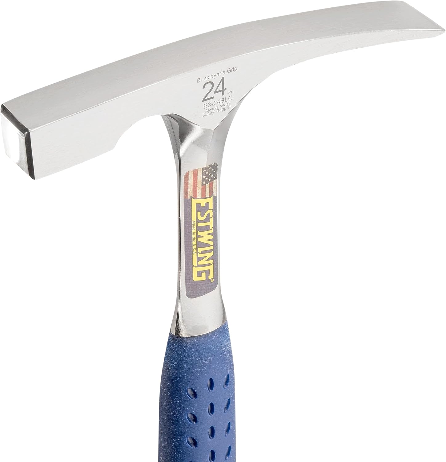 ESTWING Bricklayer's/Mason's Hammer - 24 oz USA Made Masonry Tool with Forged Steel Construction & Shock Reduction Grip - E3-24BLC