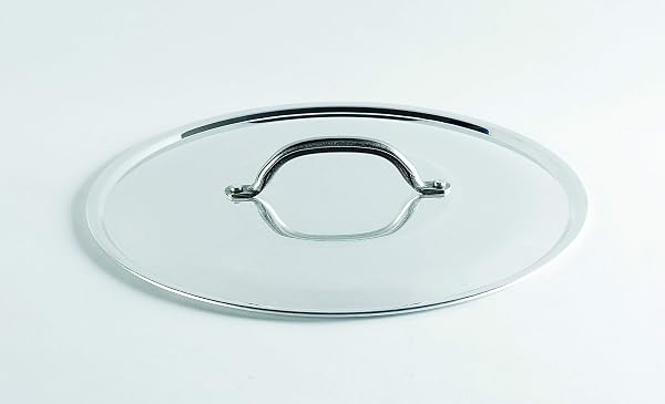 Pentole Agnelli Alluminio 2 mm Coperchio Tondo con Ponticello senza Orlo, Lucido, Argento, 28 cm - 1