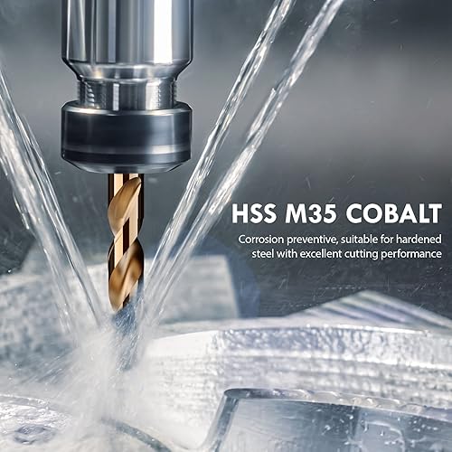 Miniatura 3 de Juego de brocas métricas de 19 piezas M35 de cobalto, brocas de cobalto HSS Jobber de 1.0mm-10.0mm para metales endurecidos, acero inoxidable,