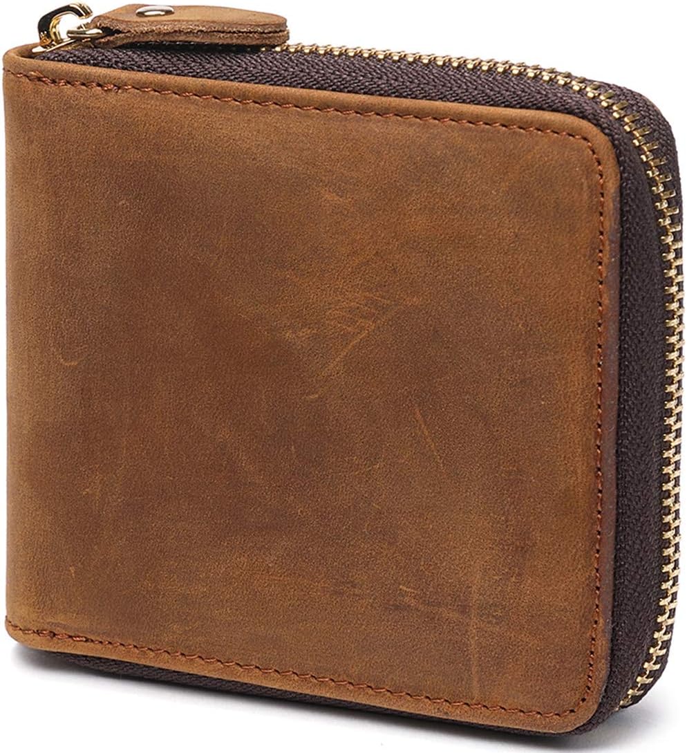 Zipper Wallet Men RFID Blocking Leather Bifold Credit Card Wallets (FBA)