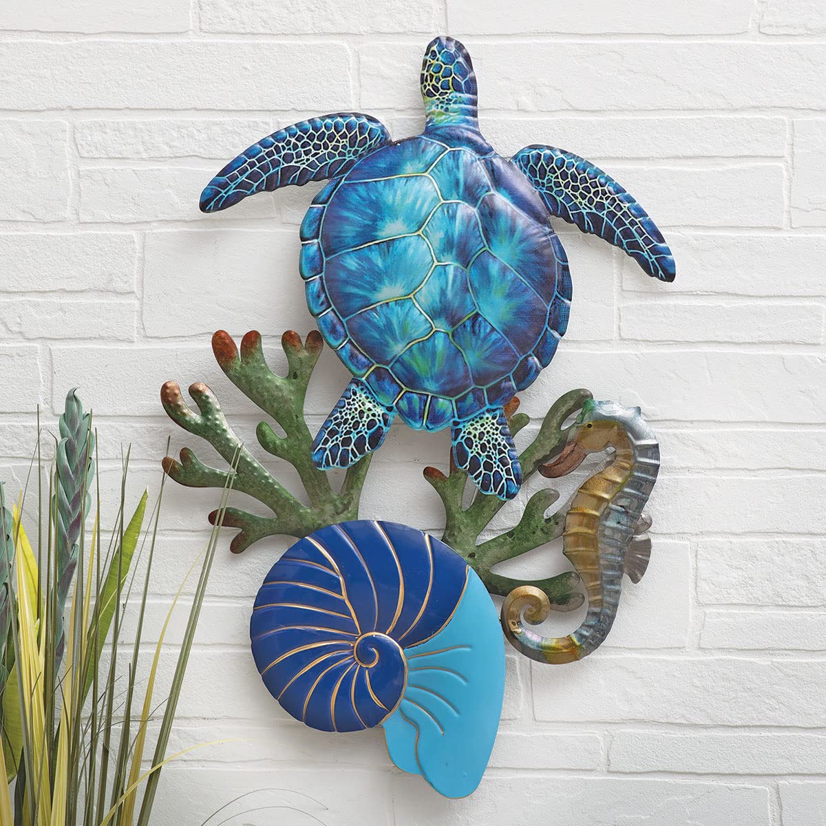 Amazon.com: BLACK FOREST DECOR Coastal Sea Life Metal Wall Art : Home ...