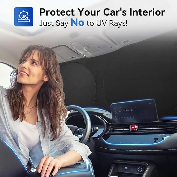 ARANA Car Windshield Sun Shade240T Thickened UV Blocking Automotive Sunshades2025 Upgrade Heat & Light-Proof Sun Visor Keeps Car CoolUniversal Fit Sedan/SUV/Truck/Van (64x32)