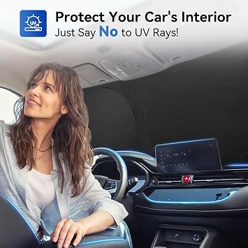 ARANA Car Windshield Sun Shade240T Thickened UV Blocking Automotive Sunshades2025 Upgrade Heat & Light-Proof Sun Visor Keeps Car CoolUniversal Fit Sedan/SUV/Truck/Van (64x32)