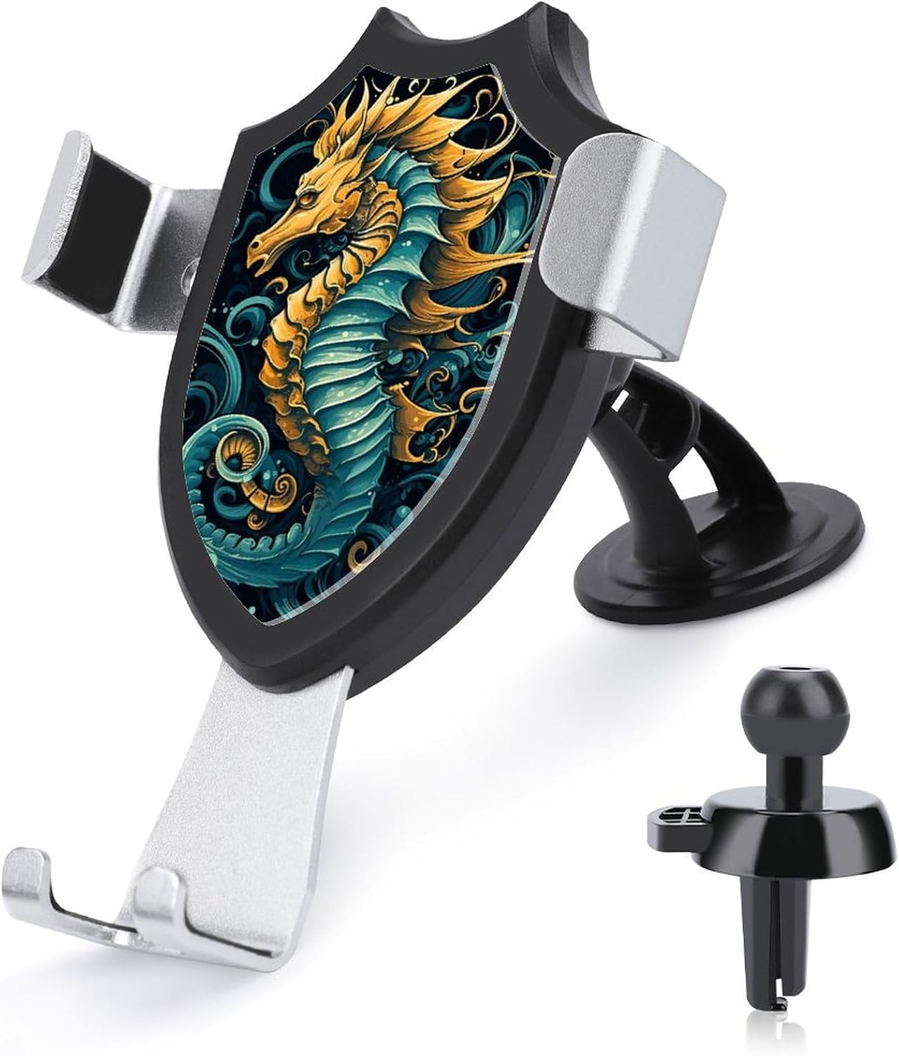 Universal Dashboard Cell Phone Holders Car Phone Holder Cute and Personalized Rotatable Seahorse Blue Pattern Printed Car Phone Mount Fit Vent/Windshield