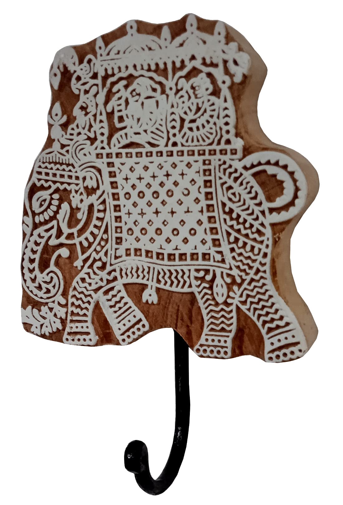 Crochet mural en bois pour serviettes et clés éléphant 12598
