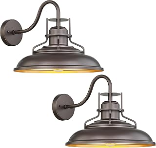 FEMILA 18" Waterproof Outdoor Barn Light 2-Pack - Gooseneck Wall Sconces for Exterior, Garden, Courtyard, & Entryway, Industrial/Farmhouse, 4FY15-1WL-2 ORB