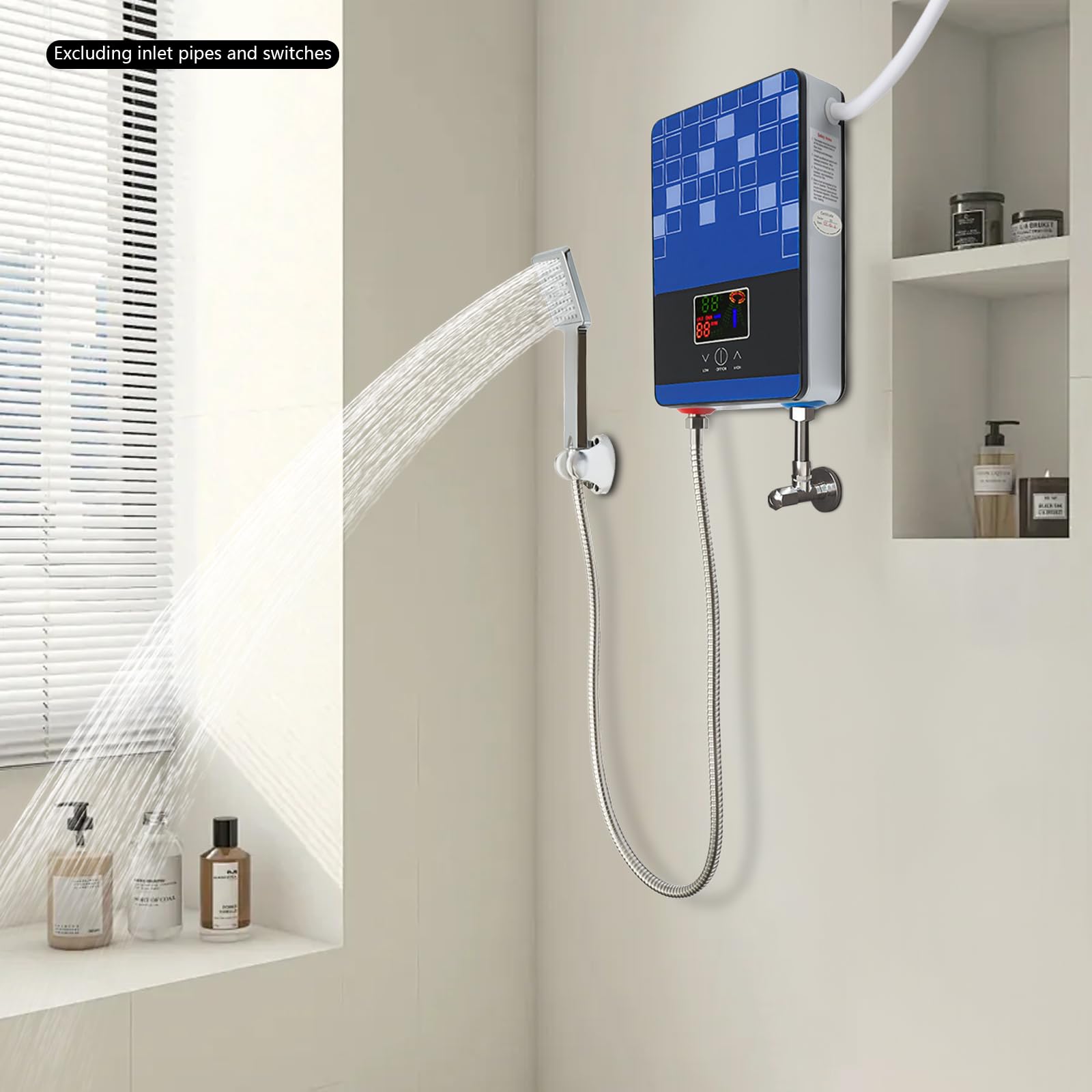 Scaldacqua elettrico istantaneo, riscaldatore doccia istantaneo, scaldabagno a parete senza serbatoio, riscaldamento rapido acqua calda bassa pressione termostato sicurezza IPX24 cucina bagno hotel