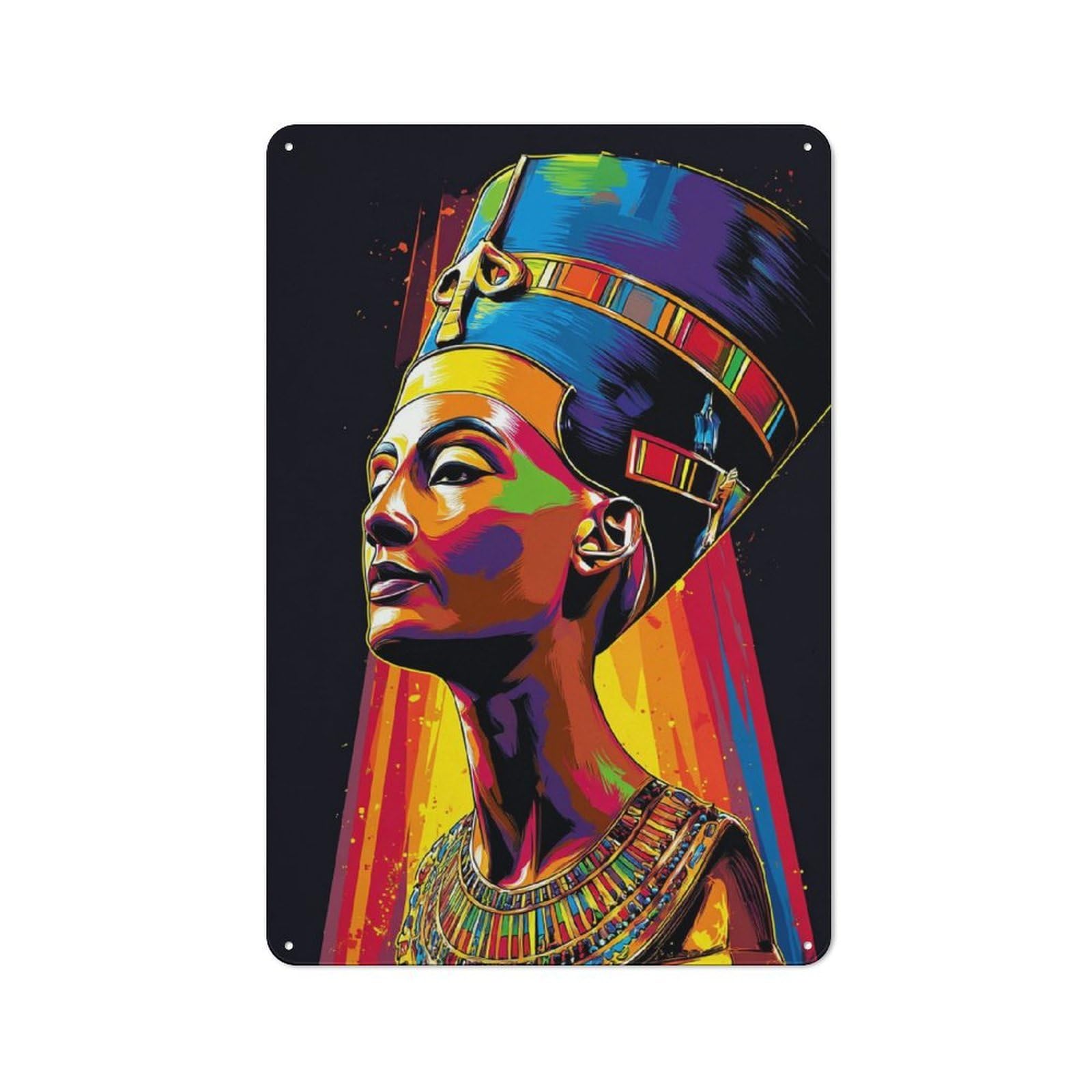 Junmoney Colorful Egyptian Queen Portrait -8 Vintage Tin Sign 30X20cm, Rustic Bistro Wall Plaque For Kitchen, Cafe, Pantry Or Dining Room