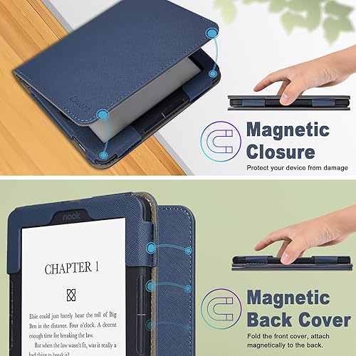 Miniatura 6 de Caweet Funda para Nook GlowLight 4 Plus de 7.8 pulgadas versión 2023, funda protectora de piel sintética plegable con ranura para tarjetas y correa