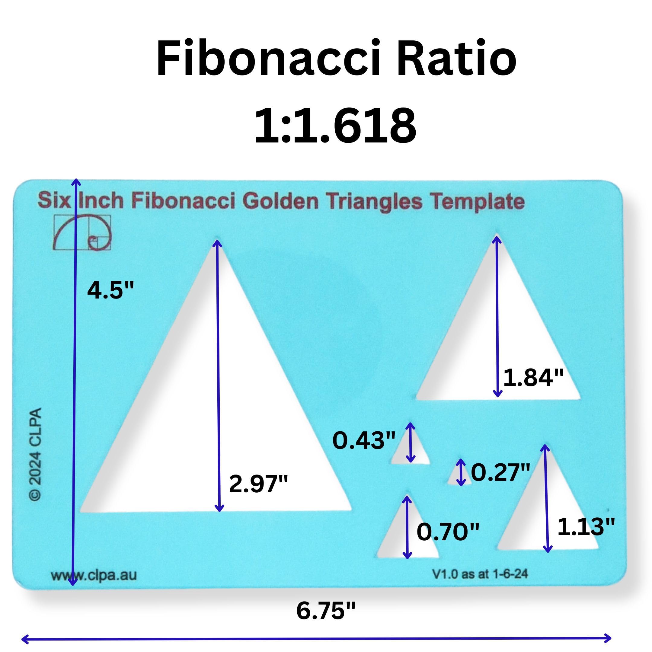Fibonacci 3-Piece Template Set, 6" Triangle, Pentagon and Hexagon, Golden Ratio Drawing Tools - Image 3