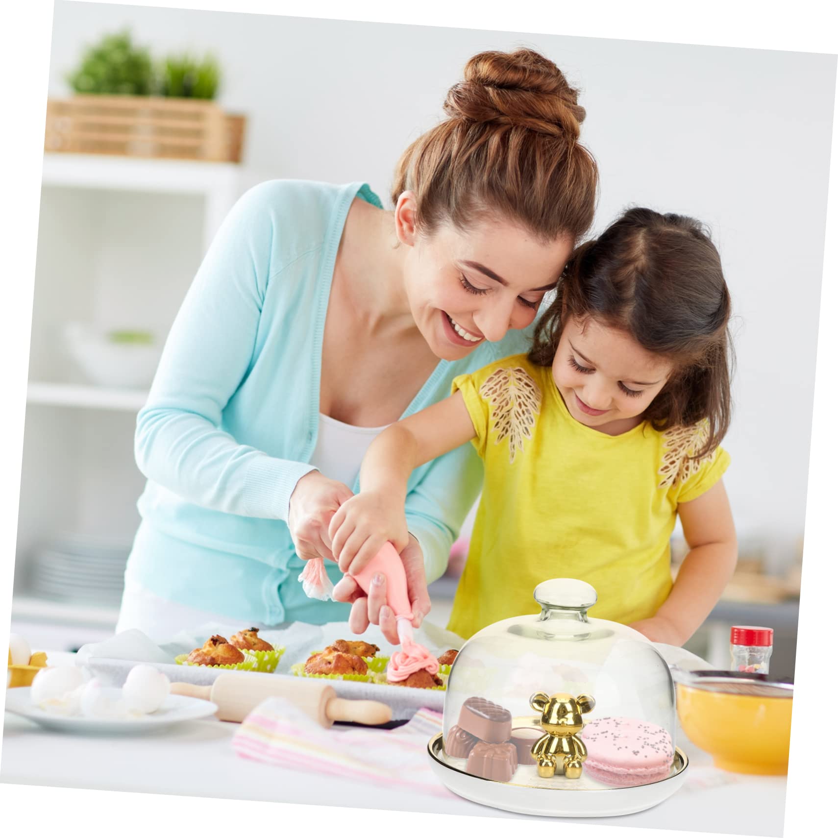 Piatto per Torta in Ceramica con Cupola in Vetro, Vassoio da Portata Multifunzione per Dolci e Frutta, per Cucina e Salotto