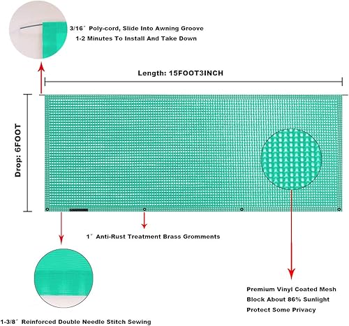 Miniatura 220 de Tentproinc Pantalla parasol para toldo, 8 pies x 13 pies 3 pulgadas (apta para toldo de 14 pies), protector solar de malla para autocaravana, cámper