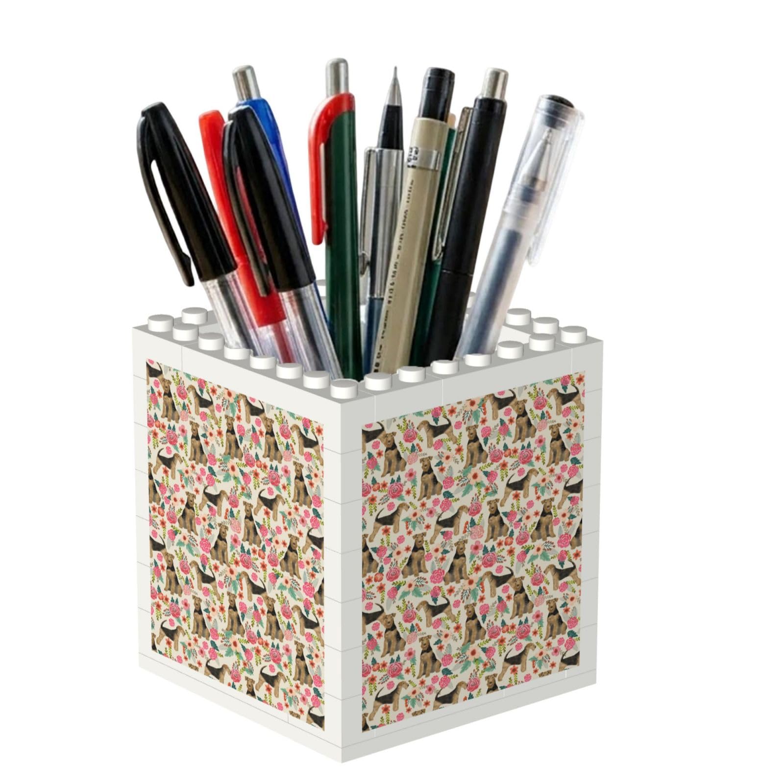 Poadnly Airedale Terrier Dog Cute Dogs, Pen Pot Pencil Holder for Office Home School, Compact Desk Organiser for Office Stationery