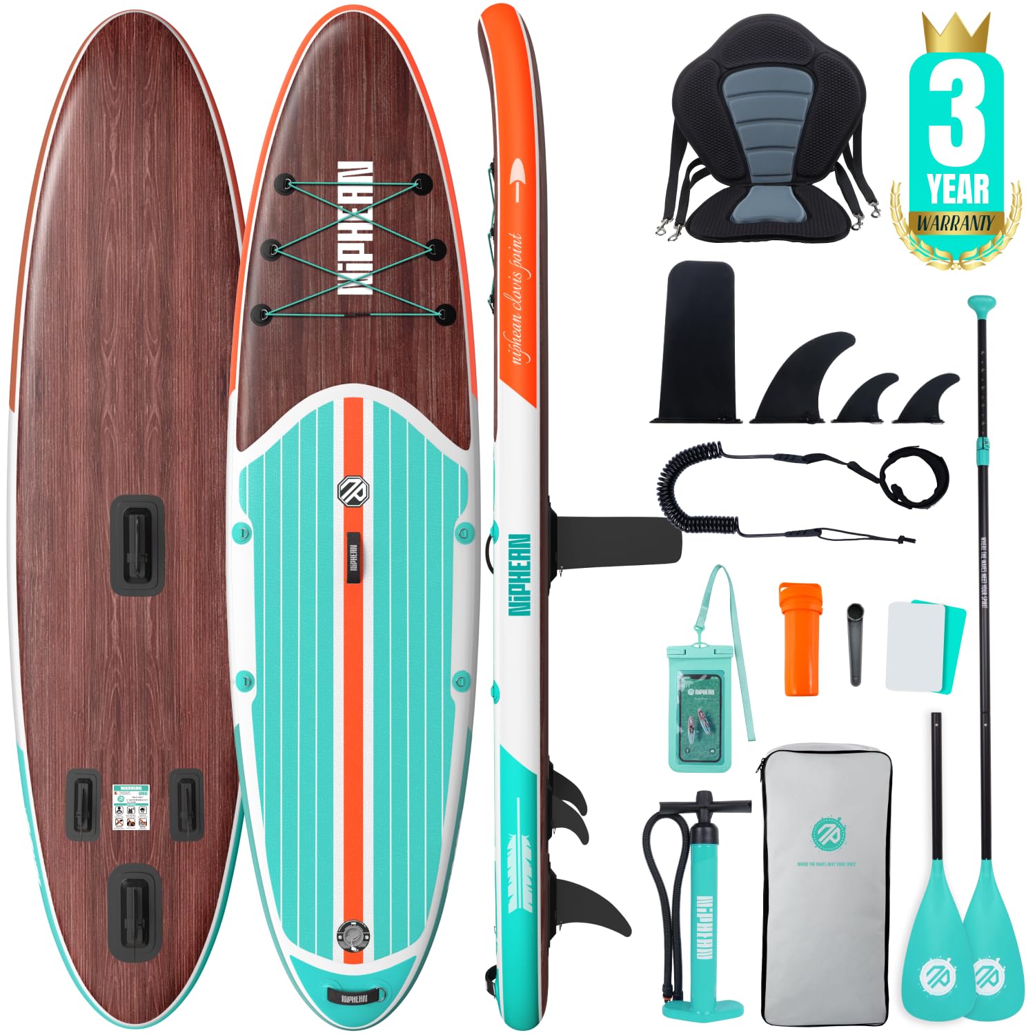 Niphean Tavola SUP Gonfiabile 320cm/230cm con Accessori SUP Stabile | Tavola SUP Rigida Portata 200kg, Antiscivolo con Kit Riparazione, per Adulti, Principianti, Uomini, Donne e Yoga