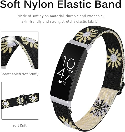 Miniatura 3 de Miimall Compatible con Fitbit InspireInspire 2Inspire HR Banda elástica suave elástica de nailon ajustable Correa de repuesto para Fitbit