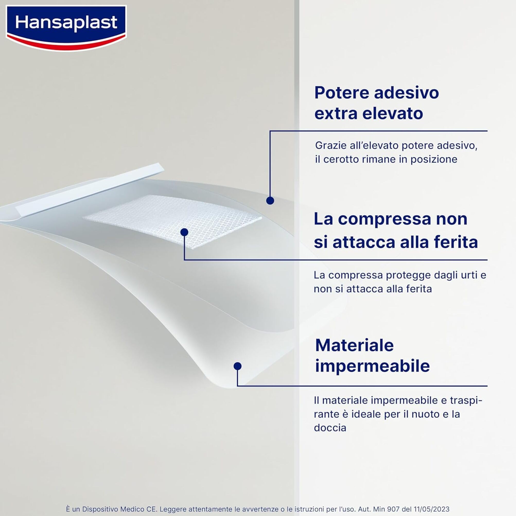 Hansaplast Cerotti AQUA PROTECT, Cerotti impermeabili con elevato potere adesivo, Trasparenti, traspiranti e flessibili, 1 Confezione da 20 pezzi in 2 formati assortiti