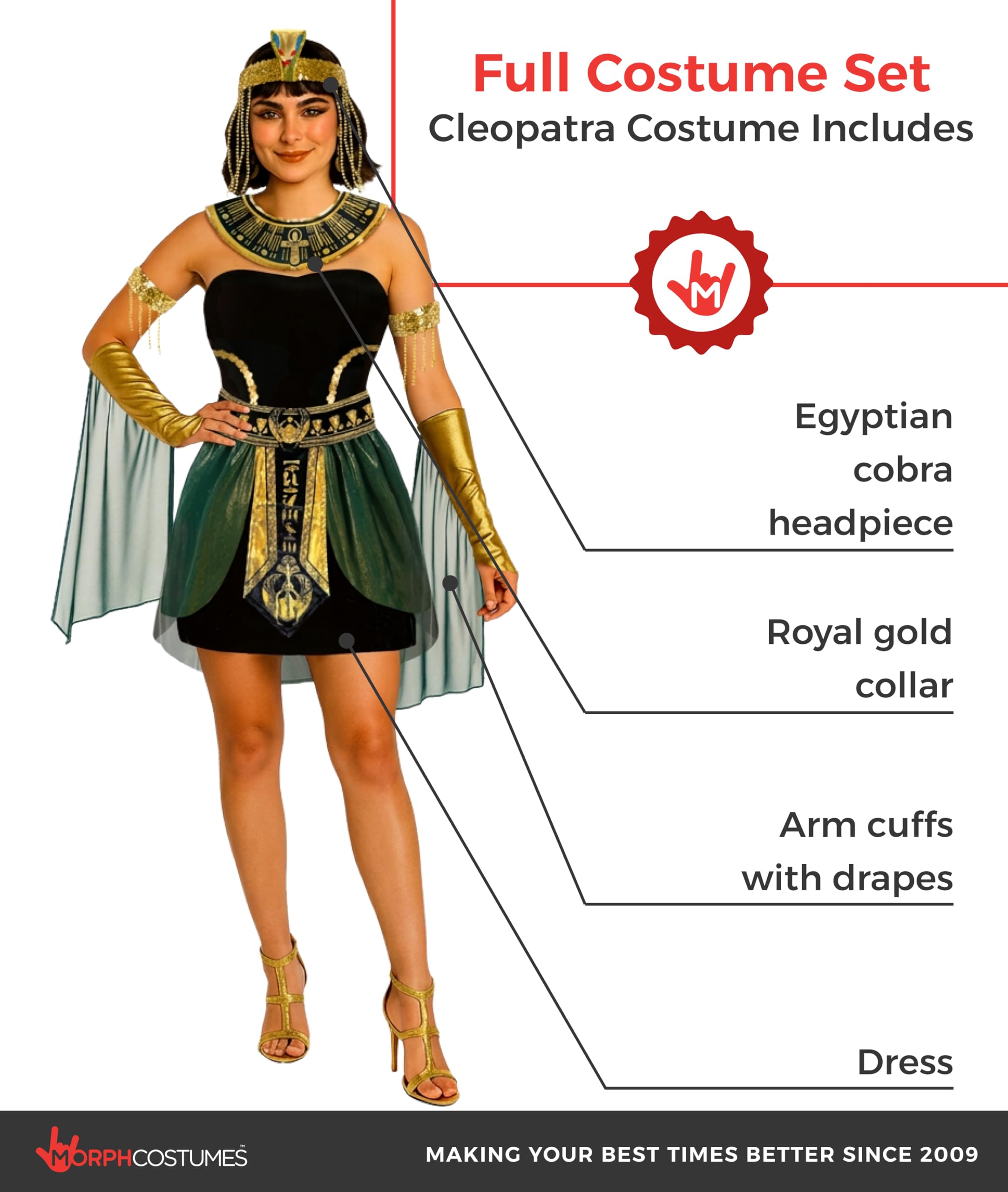 Morph Deguisement Reine Egyptienne Femme, Costume Egyptien Halloween