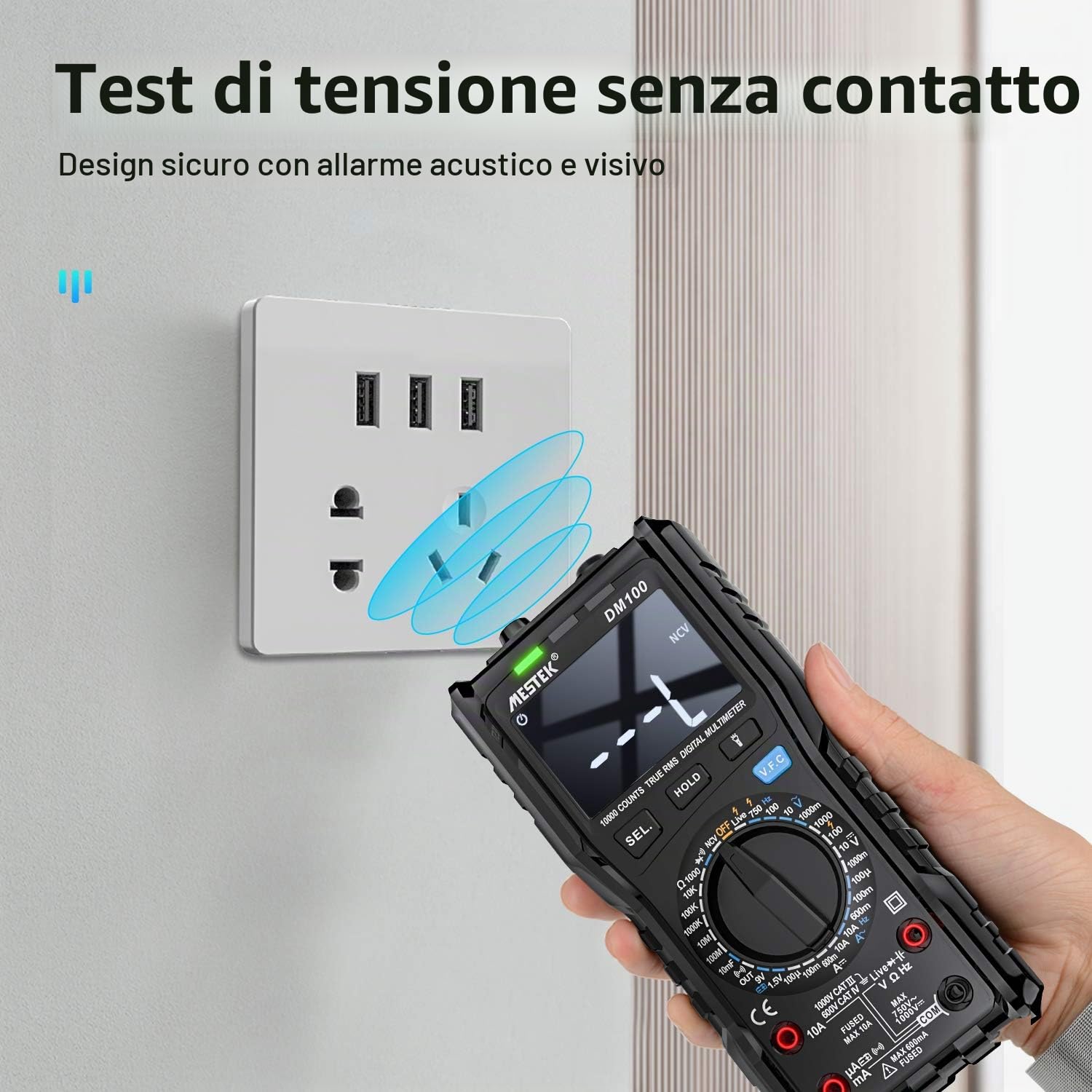 Multimetro Digitale Tester di Tensione MESTEK AC DC Corrente Anti-bruciatura Con Inversa VA NCV VFC Amp Volt Ohm Hz Diodo Resistenza Frequenza Capacitanza 9999 Conteggi