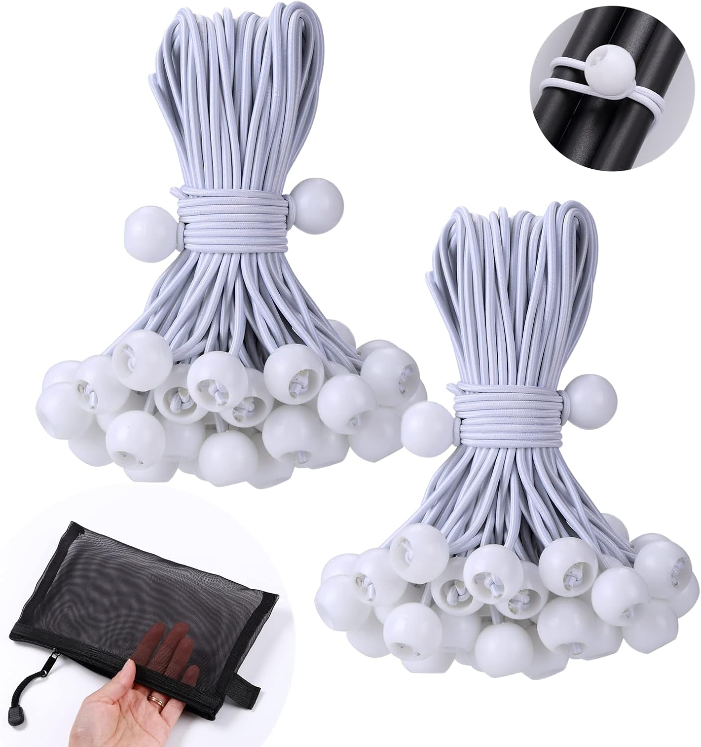 Jogtlyer Jogtlyer Bungee Cords with Hook (50 * 12" Ball Bungee White