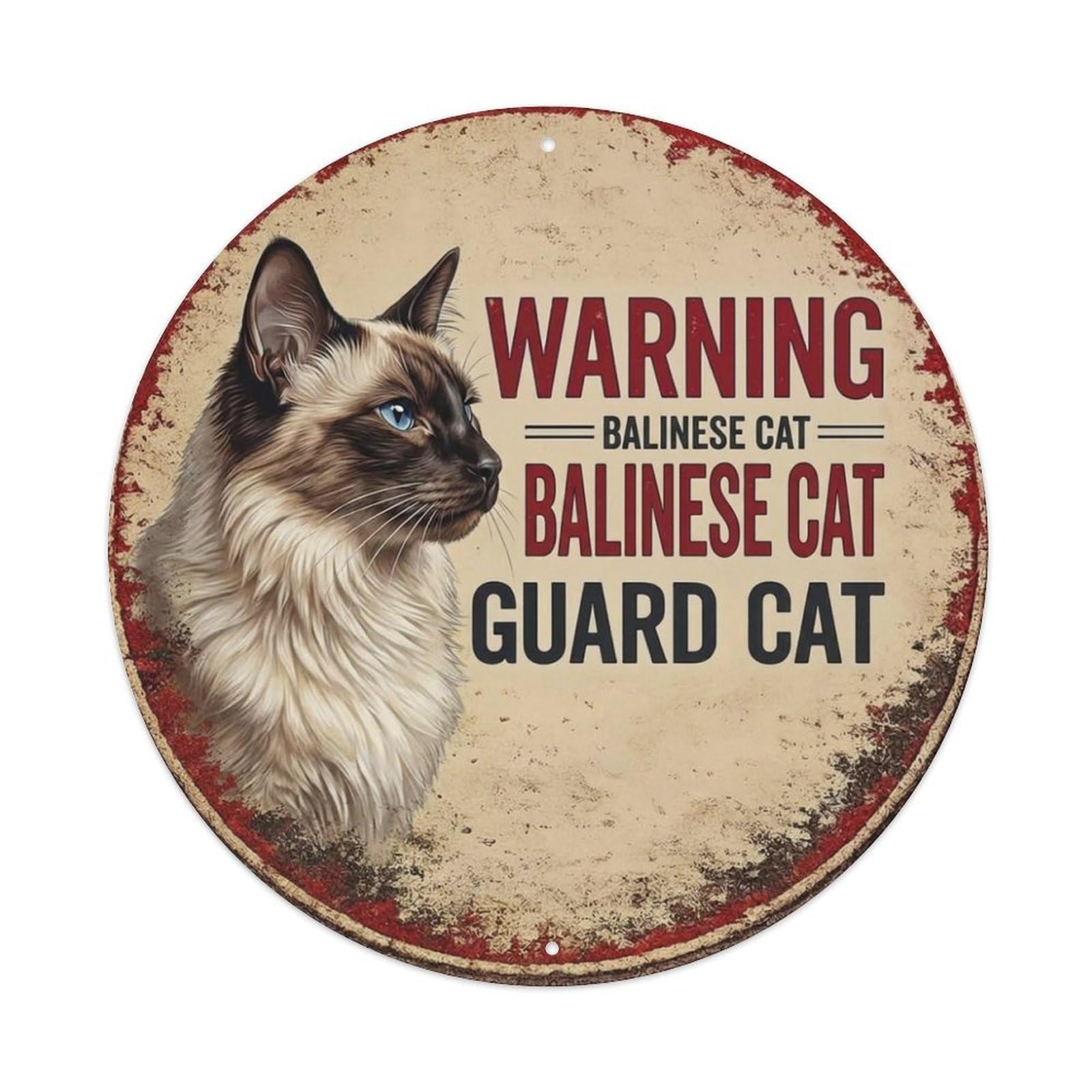 Tgrcjimh Style Metal Tin Sign Vintage Warning Balinese Cat