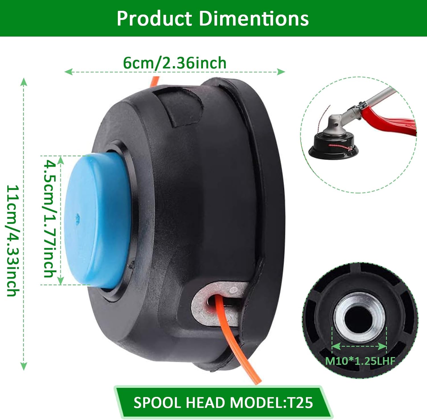 2Pack 966674401 T25 Trimmer Head Replacement for Husquvarna Weed Eater 122L 124L 125L 125C 125L 125LDX 128L 128LD 128R 128RJ 128R 128RJ 223L 223R 322C 323C 325C 325CX and Husqvarna’s 100-200 Series
