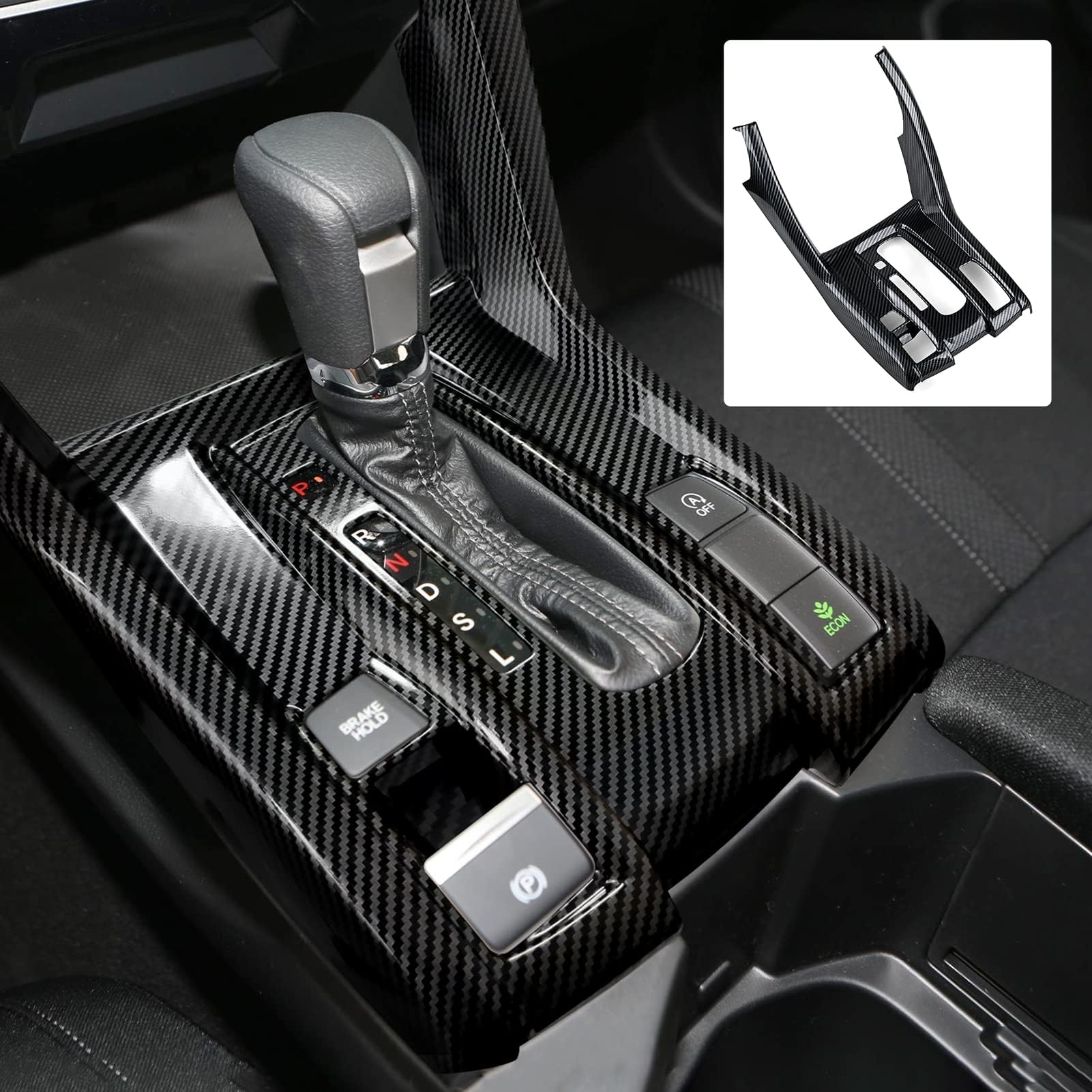 Car Gear Shift Panel Cover Decals for Honda Civic 2016 2017 2018 2019 2020 2021 10th Gen Accessories ABS Carbon Fiber Stickers