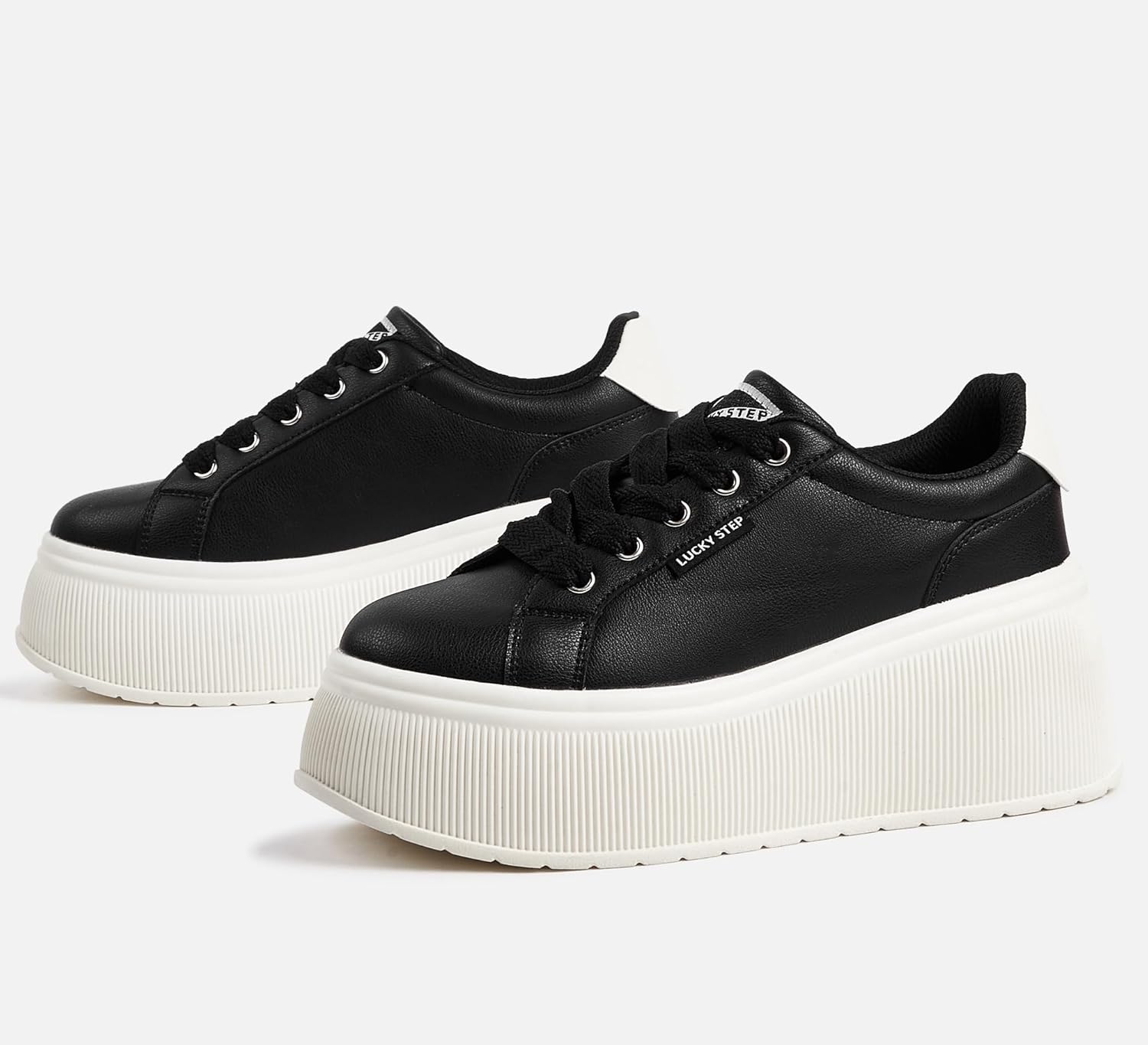 LUCKY STEP Women's Platform Fashion Sneakers Classic Wedge Canvas Casual Low Top Retro Walking Shoes - Image 6
