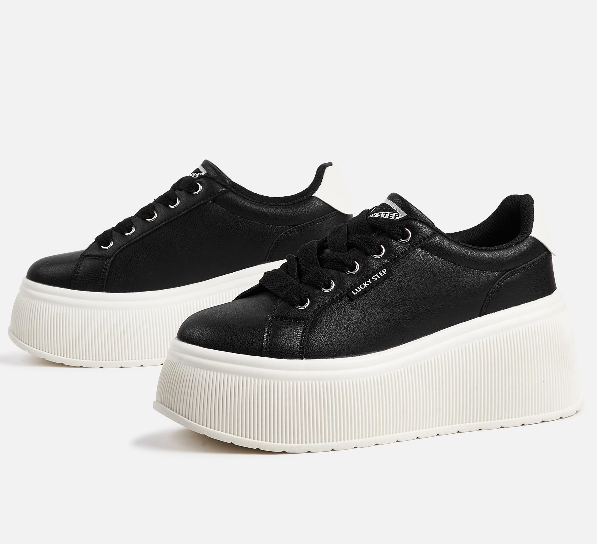 LUCKY STEP Scarpe da Donna con Piattaforma | Sneaker Classiche con Zeppa in Tela Casual Basse retrò