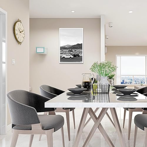 Miniatura 6 de Póster retro de automóvil en blanco y negro, lienzo de superdeportivo, arte de pared para amantes del automóvil, puesta de sol, paisaje, montaña,