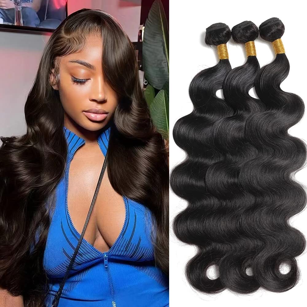 Human Hair Body Wave Bundles - 3 Brazilian Hair Weave Bundles - 100% Human Hair Extensions