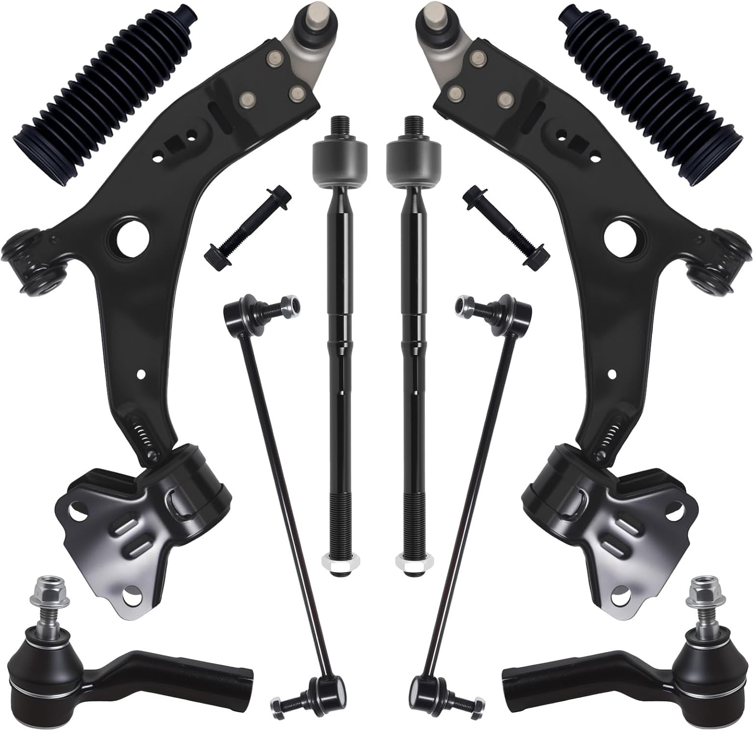 AUQDD 10-Pc Front Suspension Kit for 2013-2019 Ford Escape - Lower Control Arms, Tie Rod Ends, Sway Links & Boots